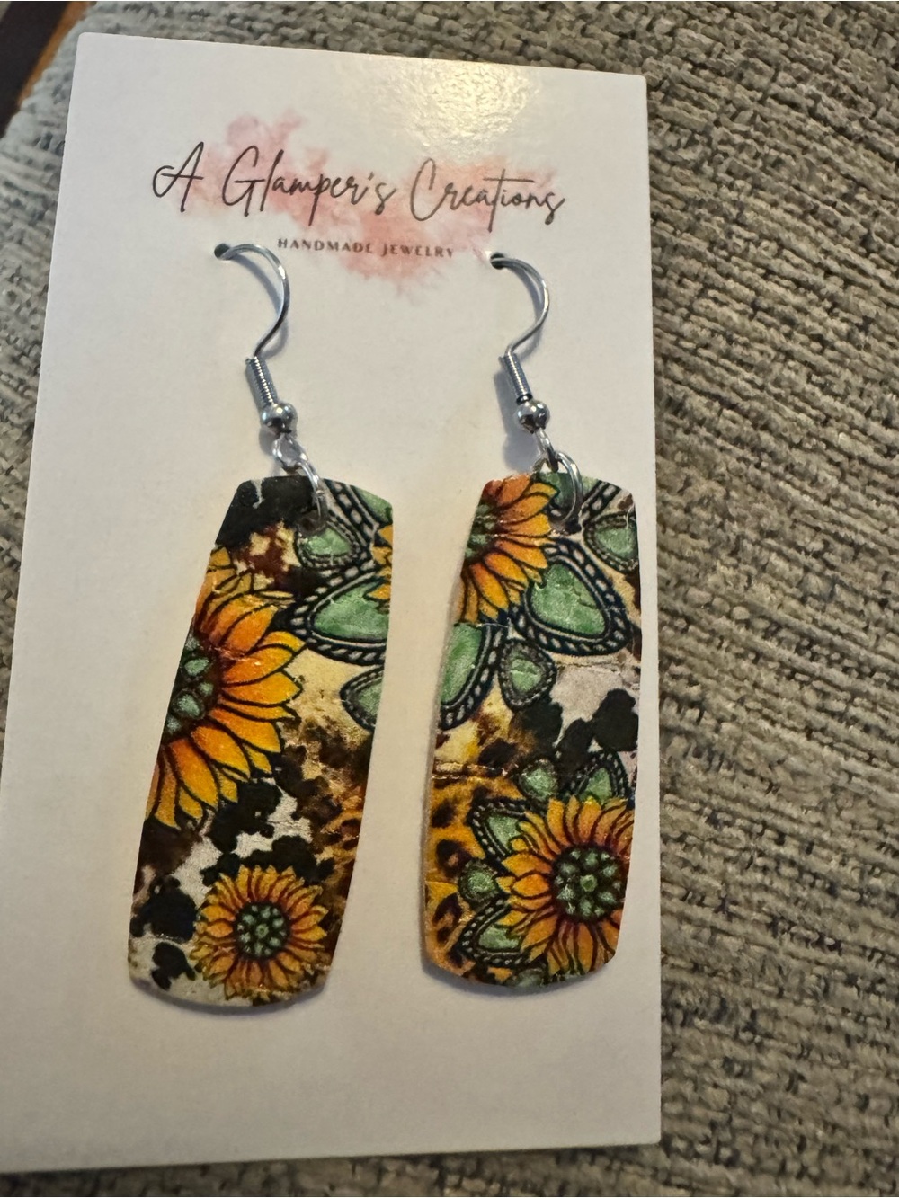 Handmade Sunflower Drop Earrings in Yellow & Green by